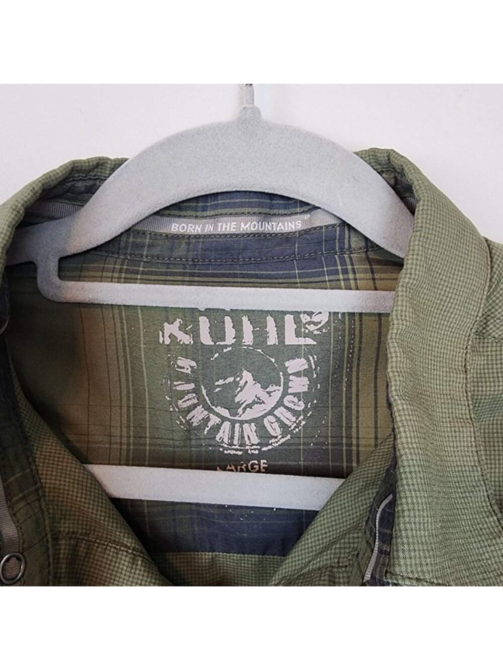 Kuhl short sleeve button down shirt sz L men green - Picture 4 of 11